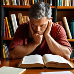 **

A person deeply engrossed in thought, surrounded by books and brainstorming notes. The scene should convey a sense of self-discovery and identifying personal strengths and passions. Focus on warm, inviting colors.

**