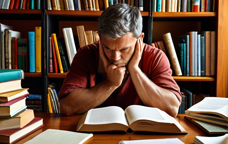 **

A person deeply engrossed in thought, surrounded by books and brainstorming notes. The scene should convey a sense of self-discovery and identifying personal strengths and passions. Focus on warm, inviting colors.

**