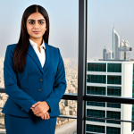 **

"A professional Arab businesswoman in a modest, tailored business suit, standing in a modern office overlooking a cityscape. She is fully clothed, appropriate attire, safe for work. Perfect anatomy, correct proportions, natural pose, well-formed hands, proper finger count, professional photography, high quality, family-friendly."

**