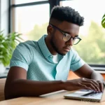 가치 기반 경력에서의 지속적인 학습 필요성 - **Prompt 1: Focused Digital Learner**
    A young man in his early twenties, with a focused and dete...