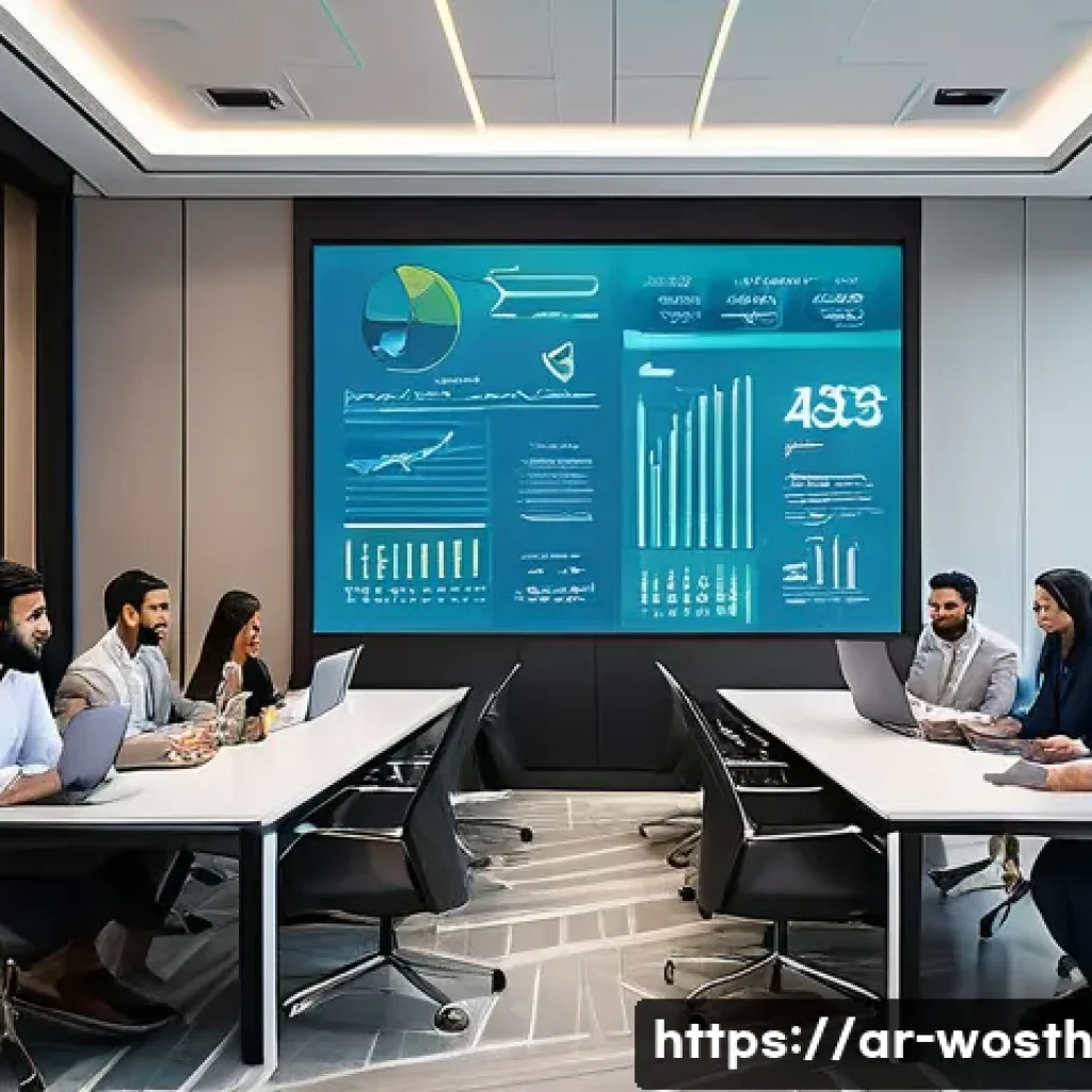 가치 기반 경력을 위한 직무 분석 방법 - A modern corporate office scene in a Middle Eastern setting, showcasing a diverse team of profession...