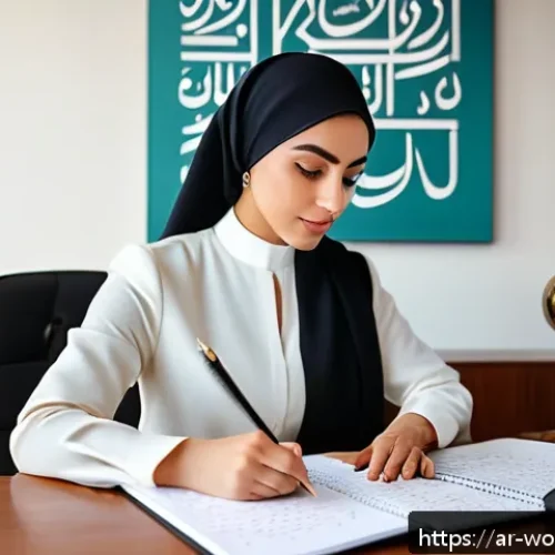 가치 기반 경력에서의 실패 사례와 교훈 - A professional Middle Eastern woman in modest business attire sitting thoughtfully at a modern offic...