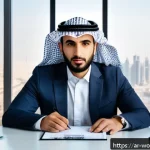 가치 기반 경력 목표 달성을 위한 동기 부여 전략 - A professional Arab man in his 30s, wearing modern business attire with a subtle traditional touch l...